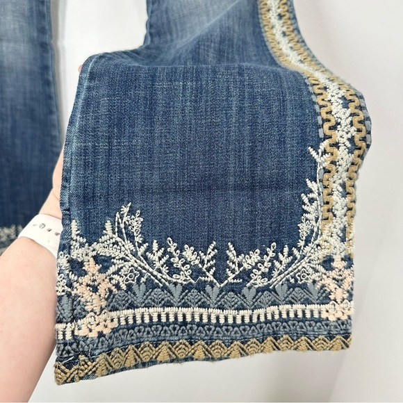 Laurie Felt Embroidered Boot Cut Jeans - Blue and Gold - Picture 2 of 10